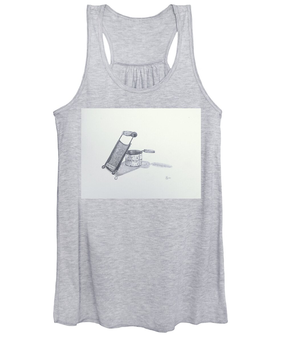 Graphite Women's Tank Top featuring the drawing Shades of Granny's Kitchen by Mike Kling