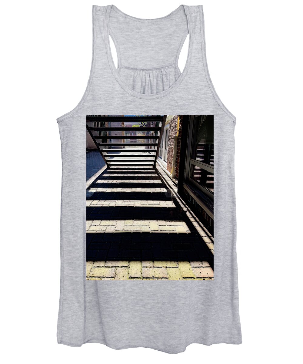 Sunlight Women's Tank Top featuring the photograph Shadows And Reflections Of The Stairs by Gary Slawsky