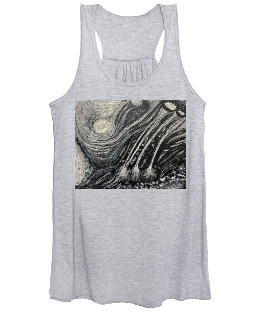 Monochrome Women's Tank Top featuring the painting She Creates Her World by David Feder