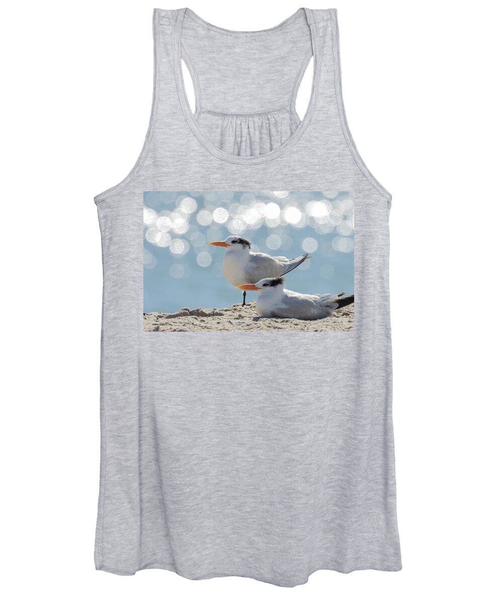 Royal Tern Women's Tank Top featuring the photograph Shimmering Observations by RD Allen