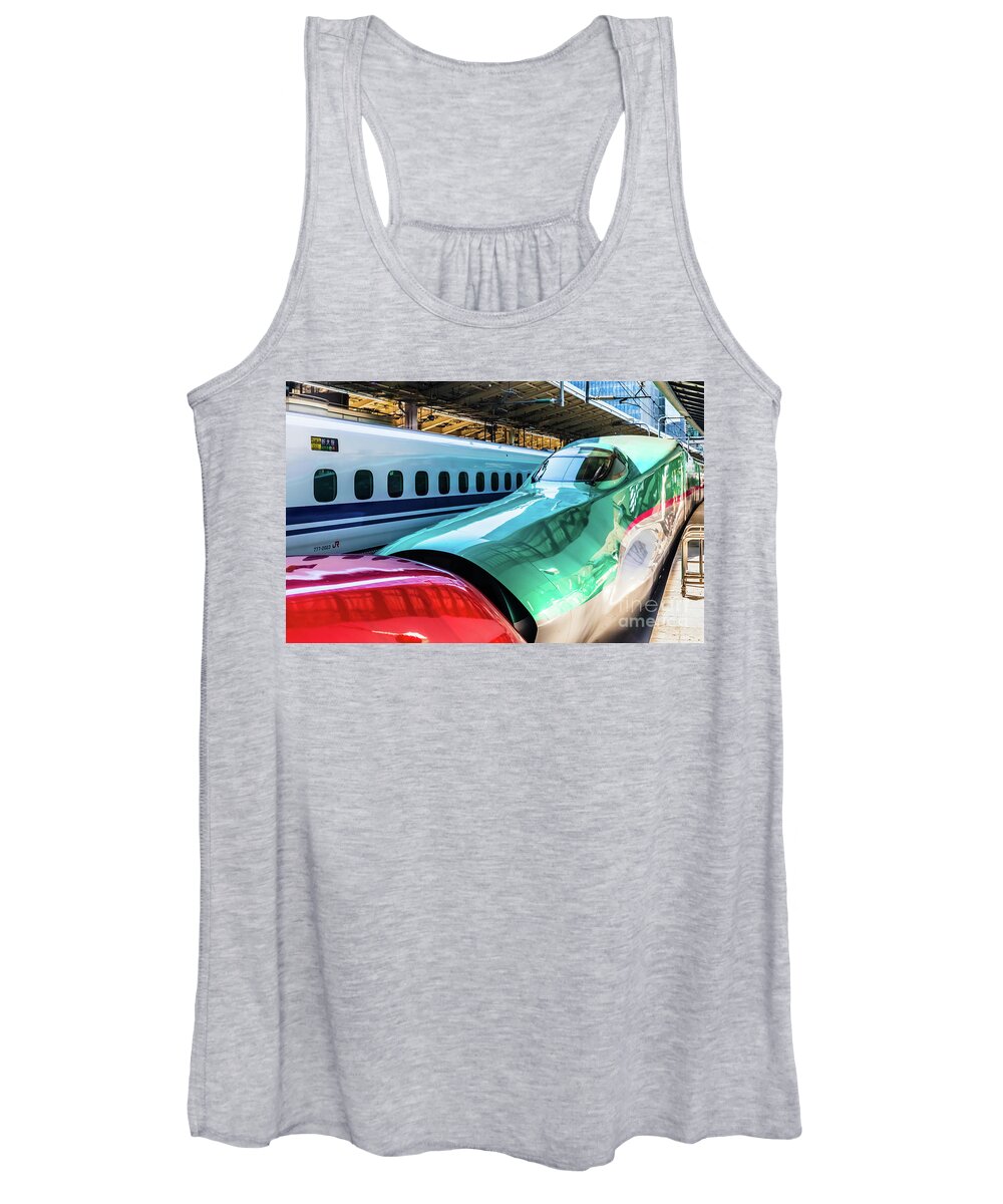 Train Women's Tank Top featuring the photograph Shinkansen at the Tokyo Station by Lyl Dil Creations