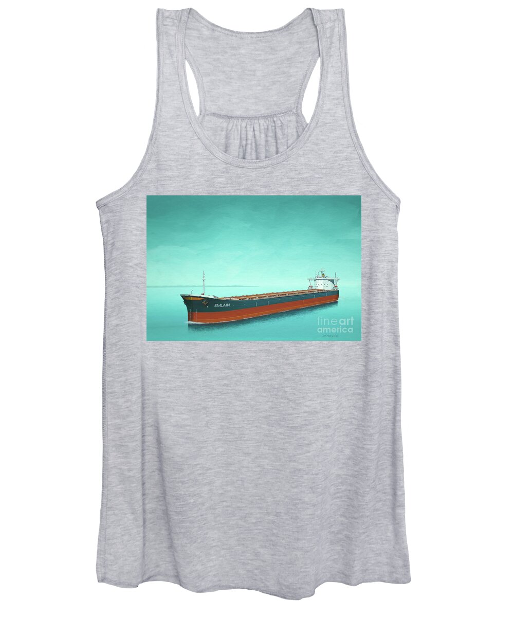 Keith Reynolds Women's Tank Top featuring the painting Ships Flying Marshallese Flag - Emlain by Keith Reynolds