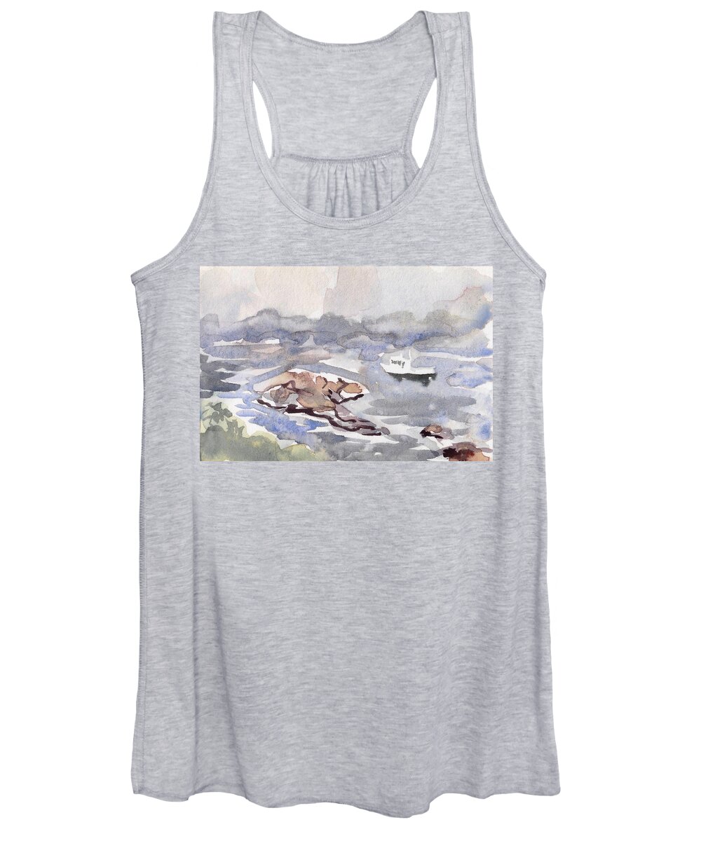 Maine Women's Tank Top featuring the painting Shoals Downpour by Abby McBride