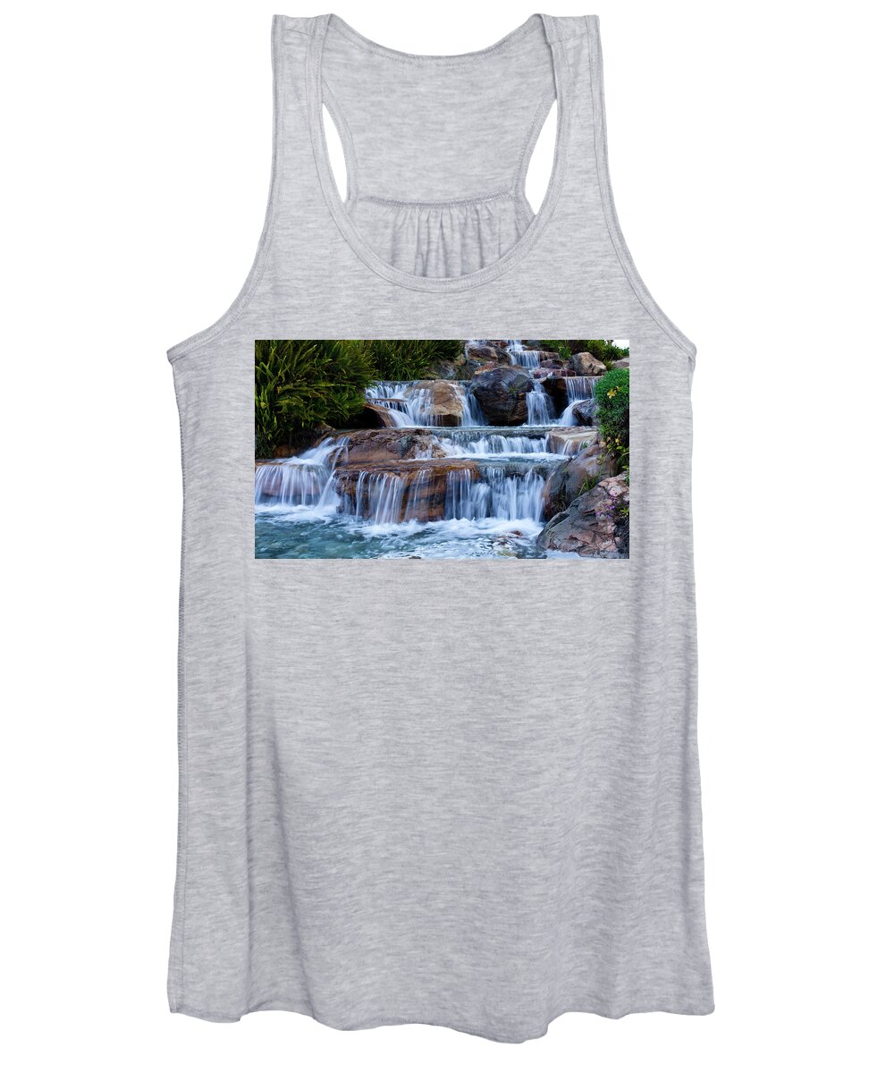 Waterfalls Women's Tank Top featuring the photograph Silky Waterfalls with Bubble Fine Art Photograph by Jerry Cowart