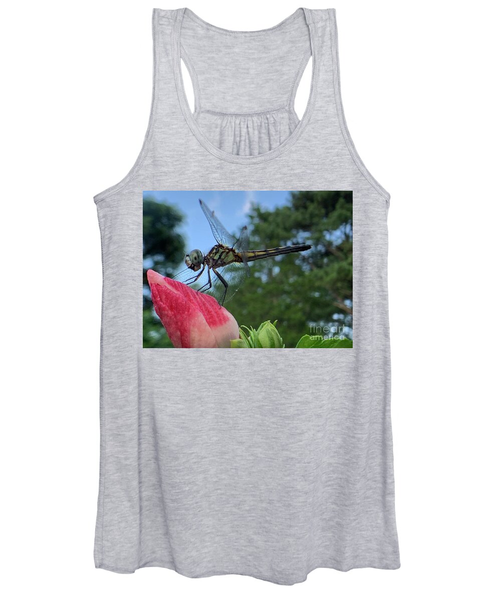 Dragonfly Women's Tank Top featuring the photograph Skimmer On Target by Catherine Wilson