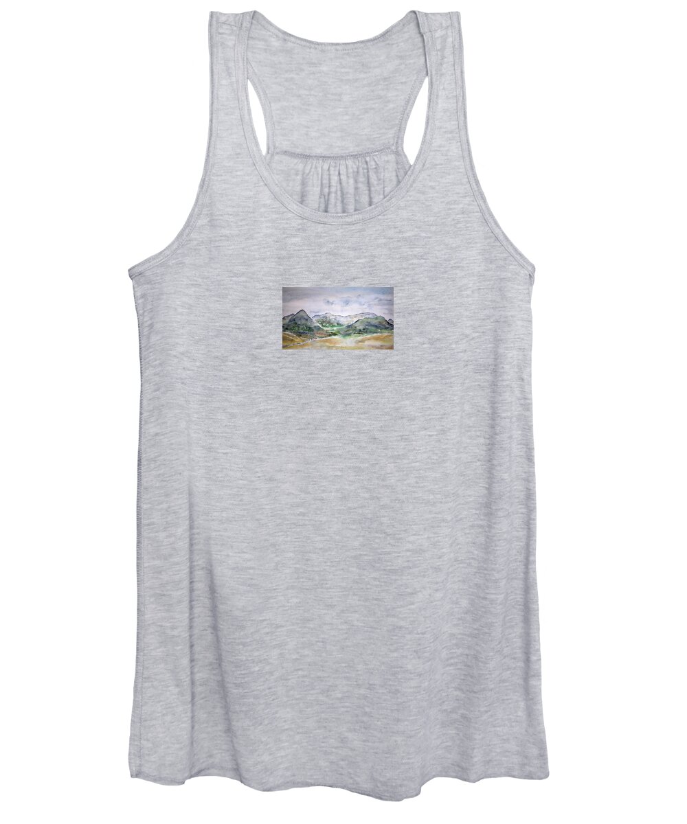 Watercolor Women's Tank Top featuring the painting Skye Valley by John Klobucher
