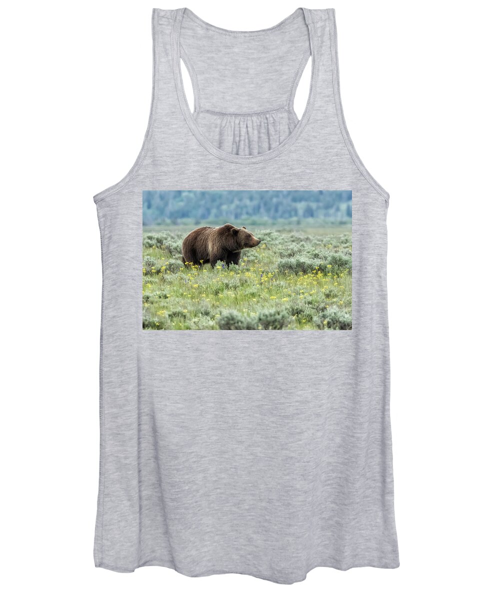 Grizzly Women's Tank Top featuring the photograph Smiling Grizzly #399 by Belinda Greb