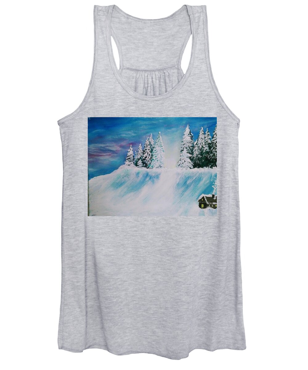 Icy Women's Tank Top featuring the painting Snow Scene by Lynne McQueen