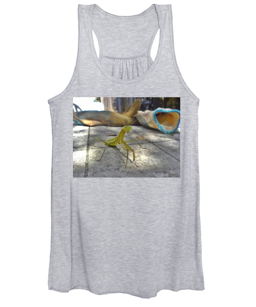 Praying Mantis Women's Tank Top featuring the photograph So You Want To Put On Your Gloves by Andy Rhodes