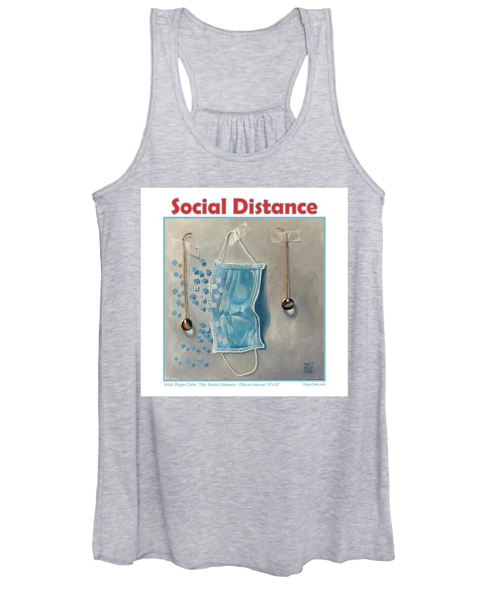 Social Distancing Women's Tank Top featuring the painting Social Distance poster #2 by Roger Calle