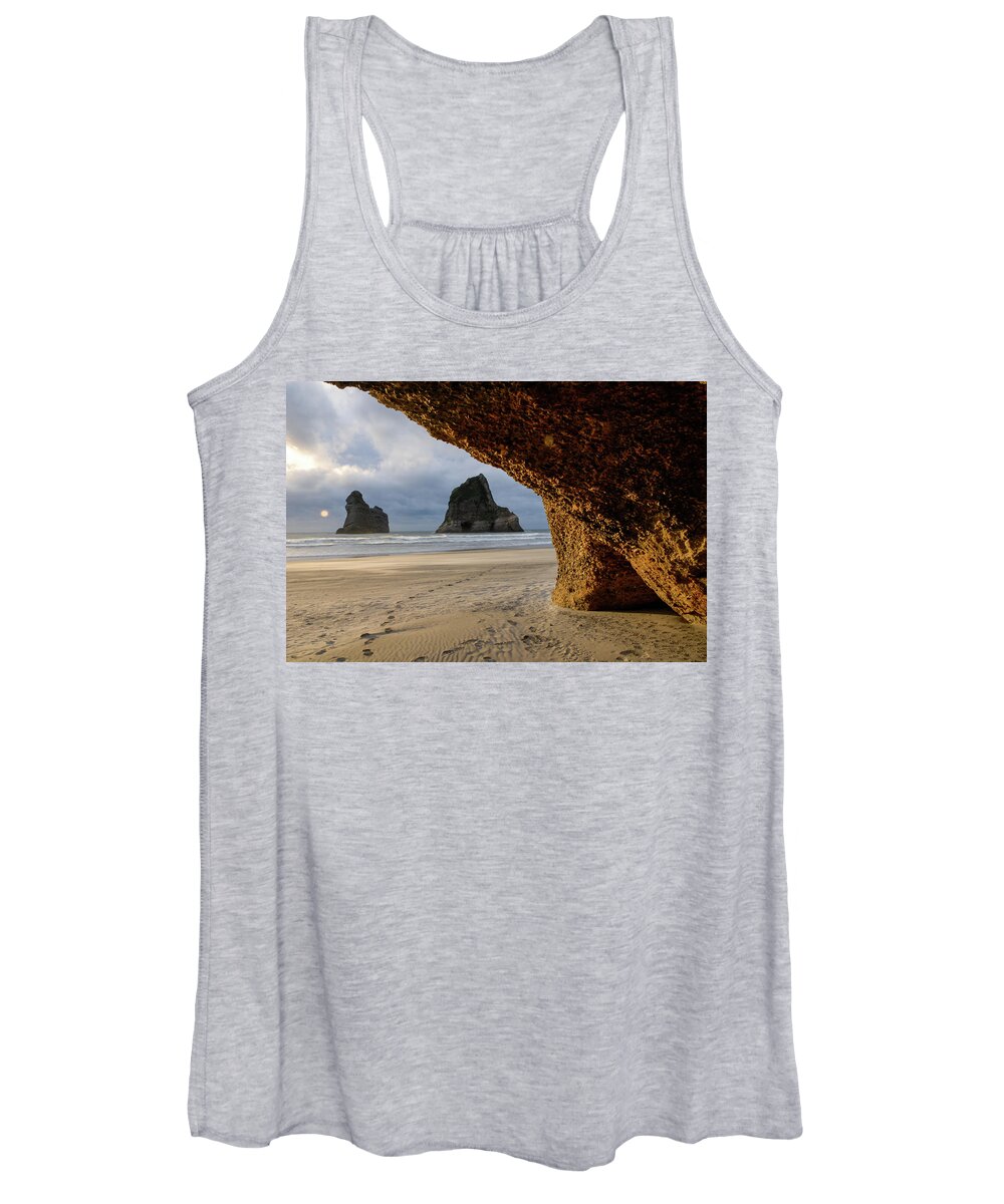 Wharariki Beach Women's Tank Top featuring the photograph Castles Of Sand - Farewell Spit, South Island. New Zealand by Earth And Spirit
