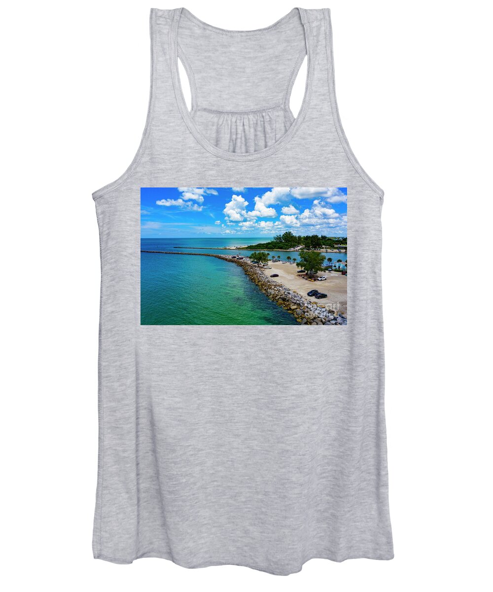 Jetty Drone Women's Tank Top featuring the photograph South Venice Jetty by Nick Kearns