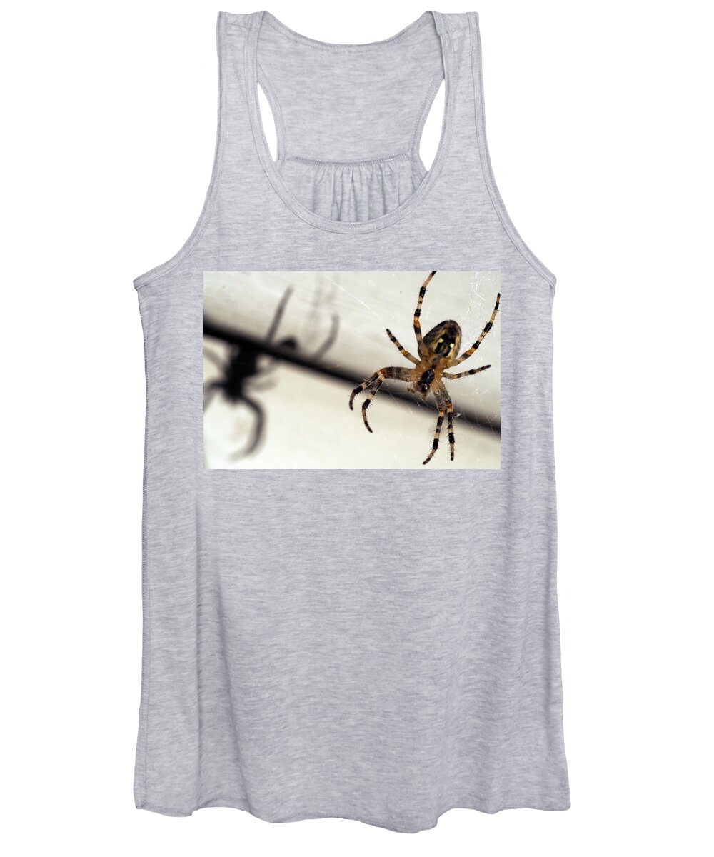 Spider Women's Tank Top featuring the painting Spider casting shadow by Sv Bell