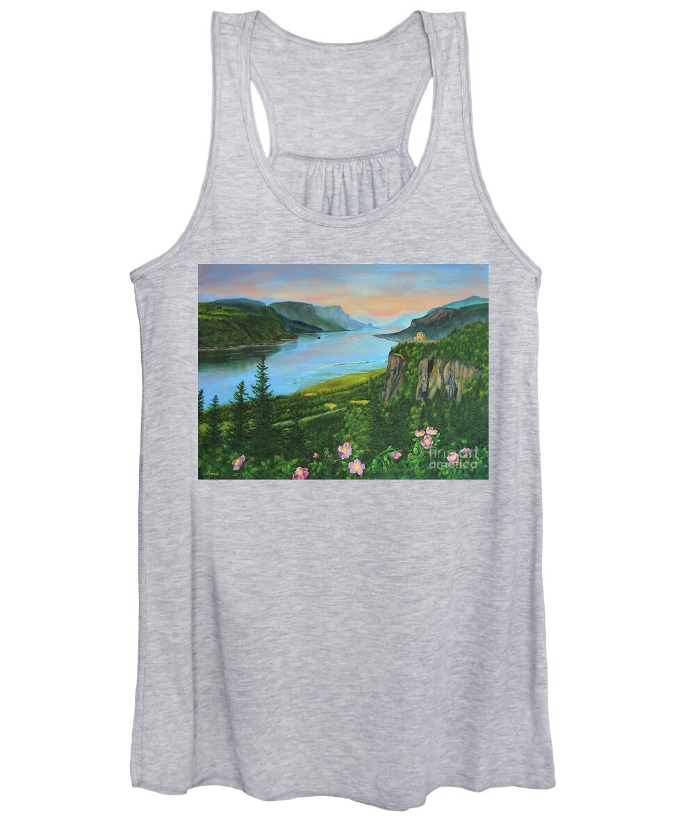 Columbia River Gorge Women's Tank Top featuring the painting Spring Columbia River Gorge by Jeanette French