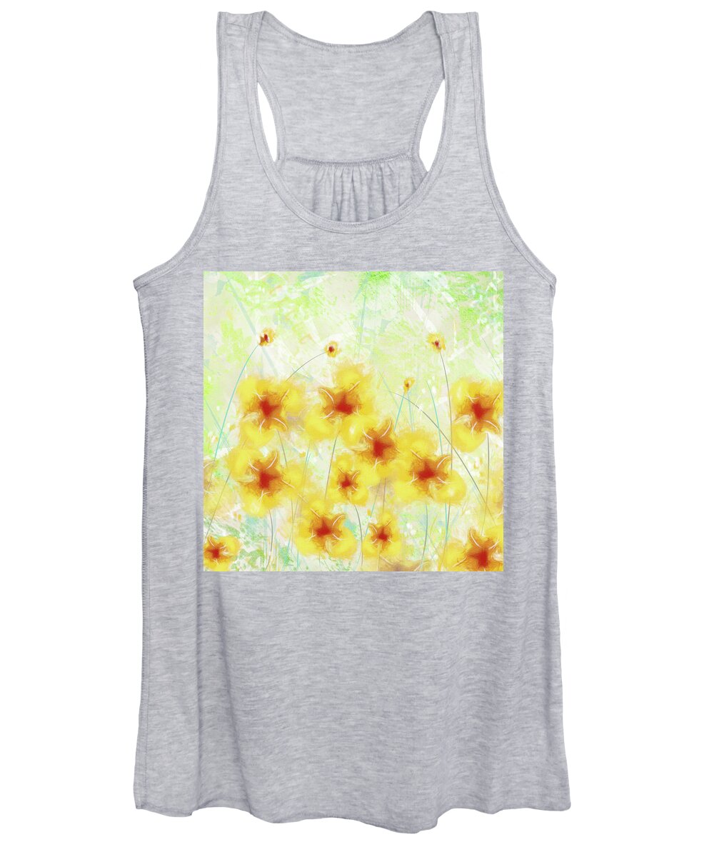 Floral Women's Tank Top featuring the painting Spring has Sprung Abstract Floral Painting by Sannel Larson