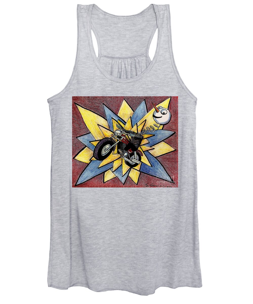 Motorcycle Women's Tank Top featuring the drawing Spring Head by Eric Haines