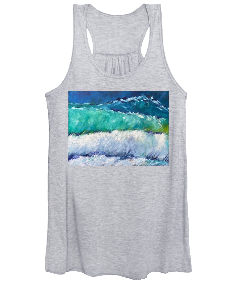 Ocean Women's Tank Top featuring the painting Stacked Wave by Alan Metzger