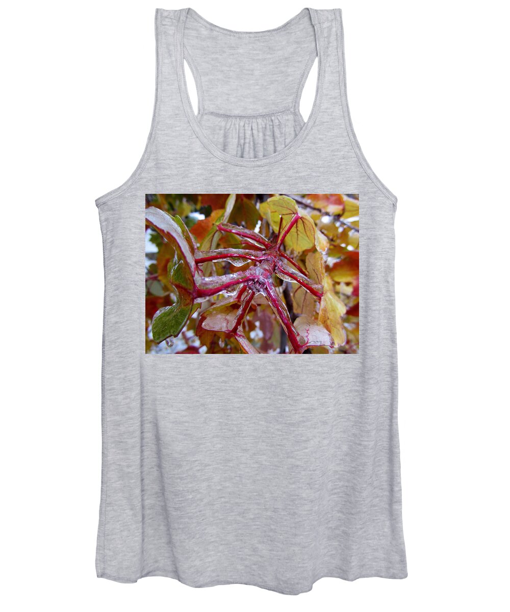 Fstop101 Nature Plants Red Ice Stems Women's Tank Top featuring the photograph Stems Coated in Ice by Geno Lee
