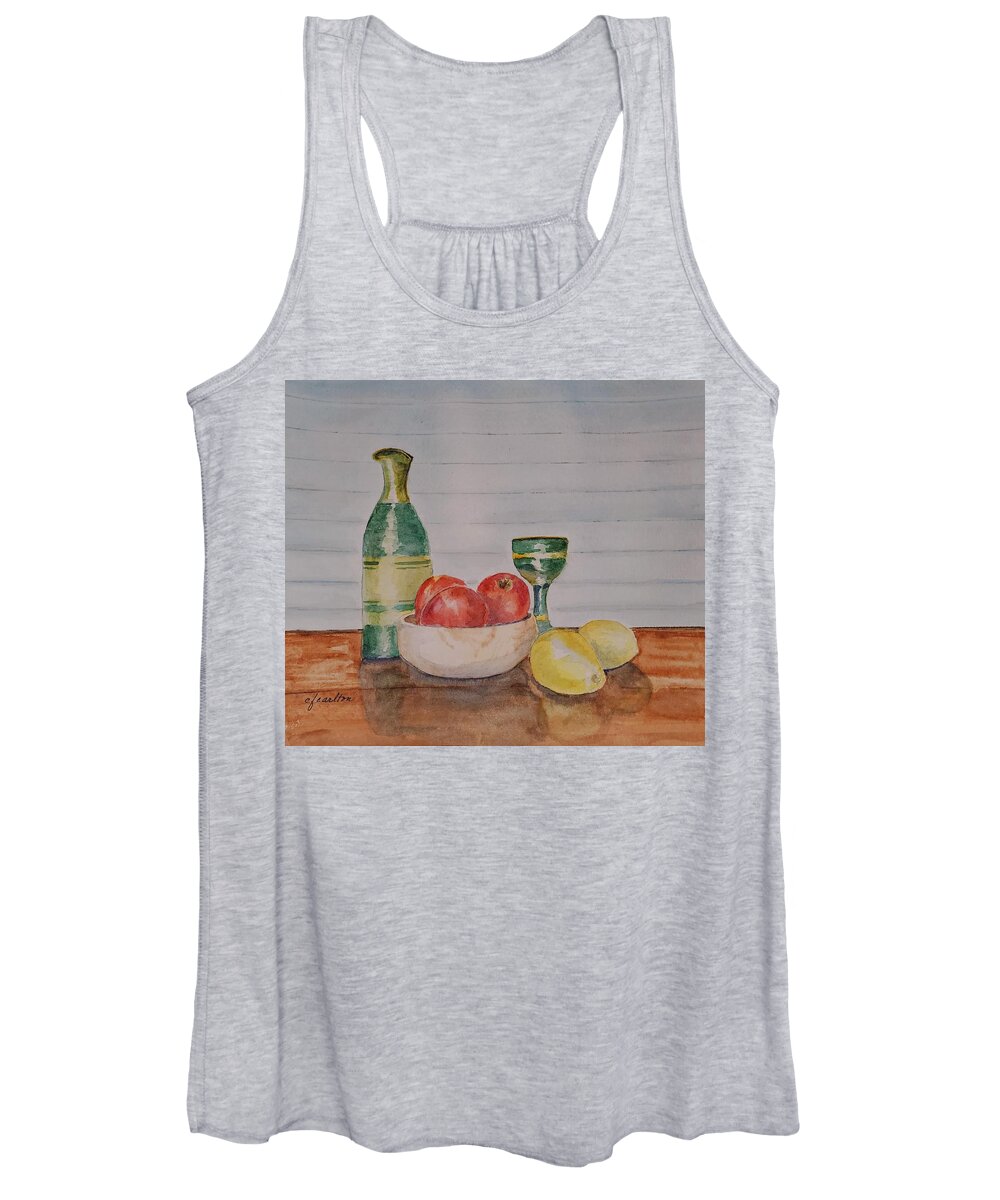 Still Life Women's Tank Top featuring the painting Still Life with Apples and Lemons by Claudette Carlton