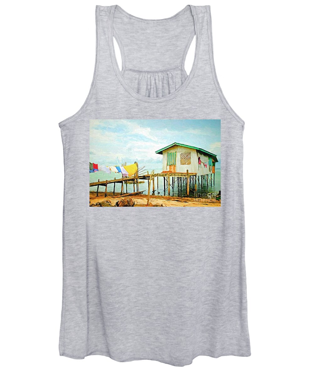 Stilt House Women's Tank Top featuring the painting Stilt House by Tammy Lee Bradley