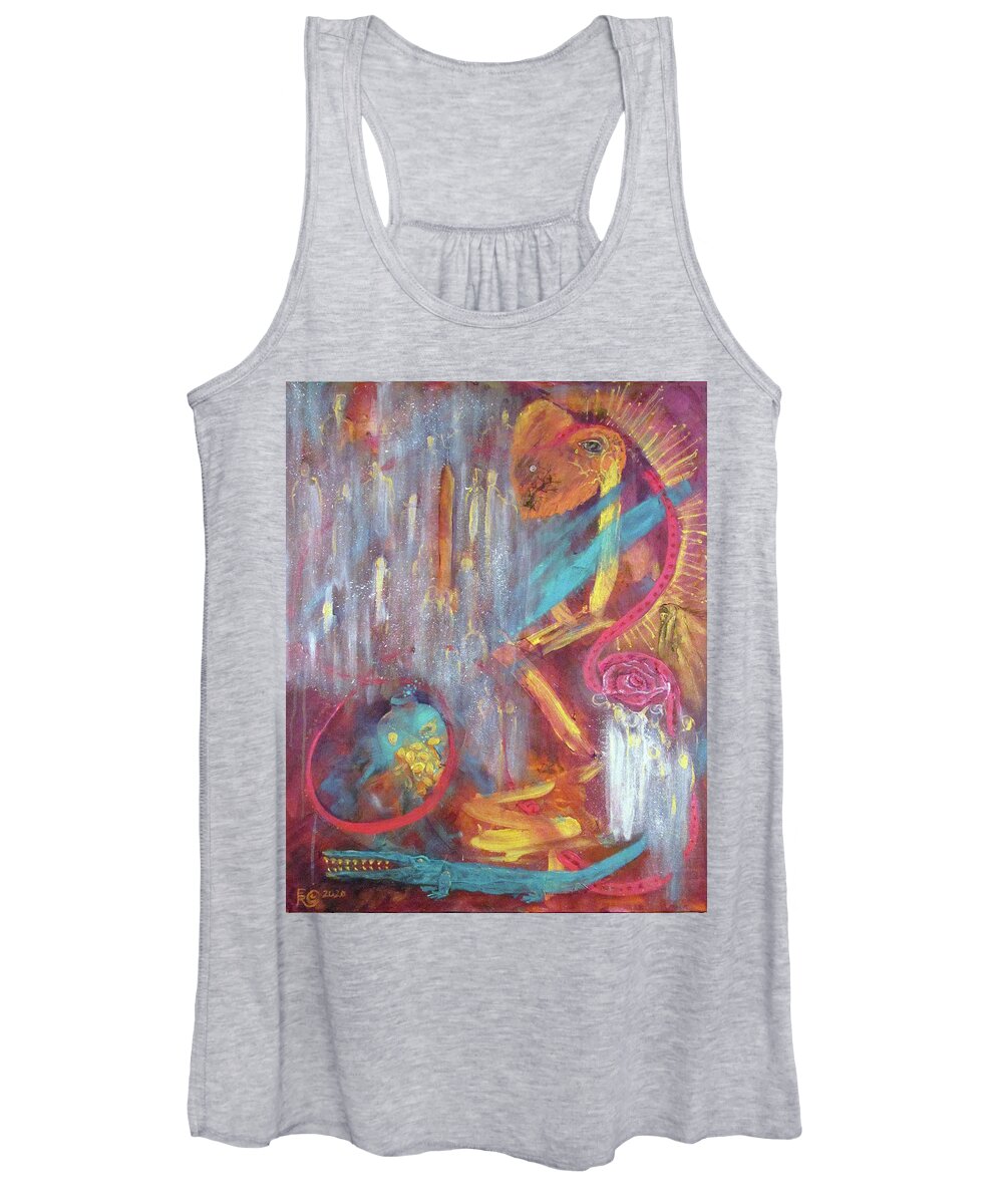 Be Still Women's Tank Top featuring the painting Stop Be Still See the Gifts of the Protectors by Feather Redfox