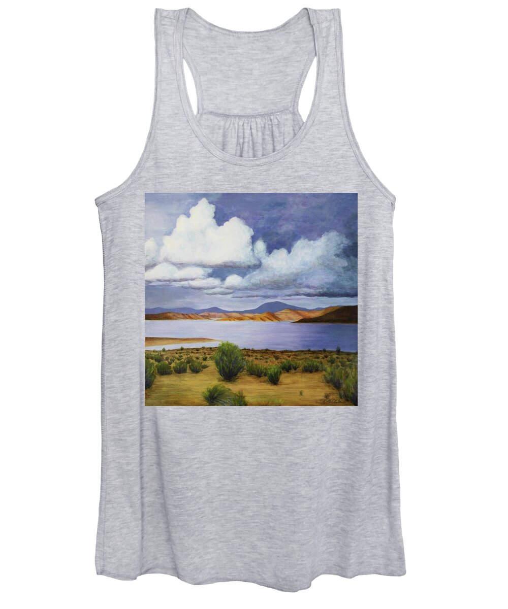 Kim Mcclinton Women's Tank Top featuring the painting Storm on Lake Powell - right panel of three by Kim McClinton