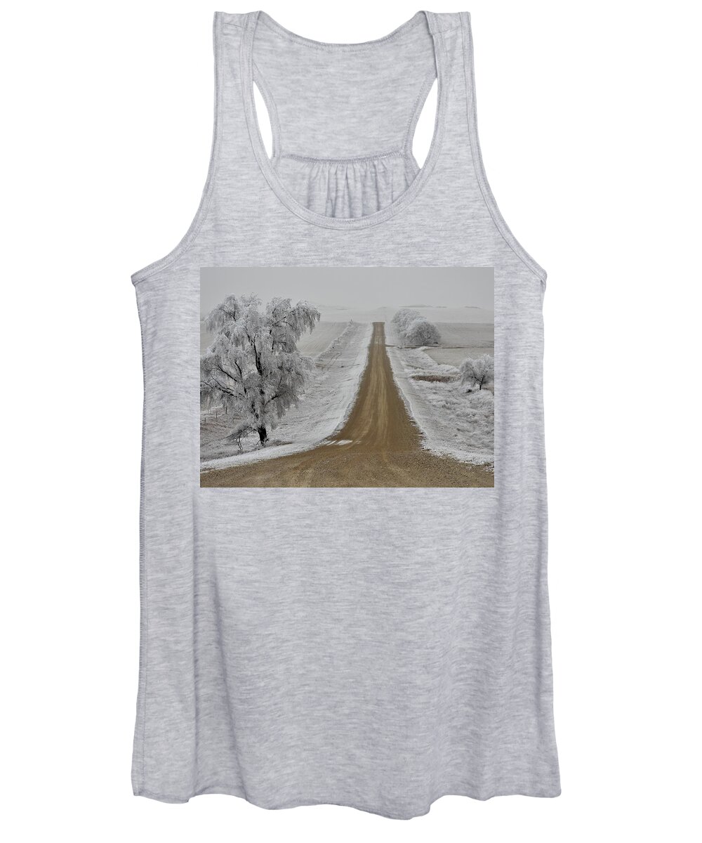 North Dakota Women's Tank Top featuring the photograph Straight Into The Fog by Amanda R Wright