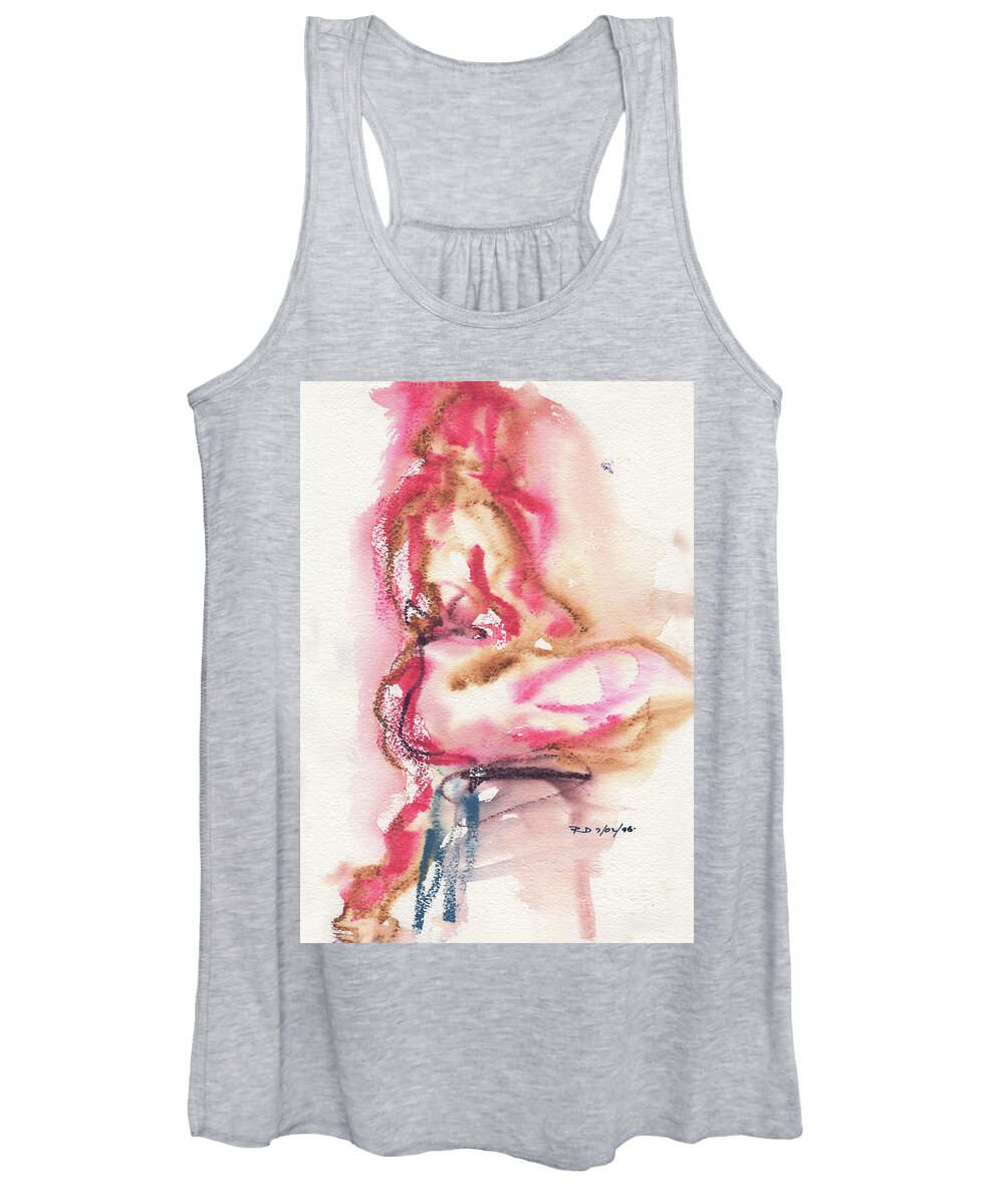Abstract Nude Watercolour Women's Tank Top featuring the painting Studio Nude VI by Roxanne Dyer