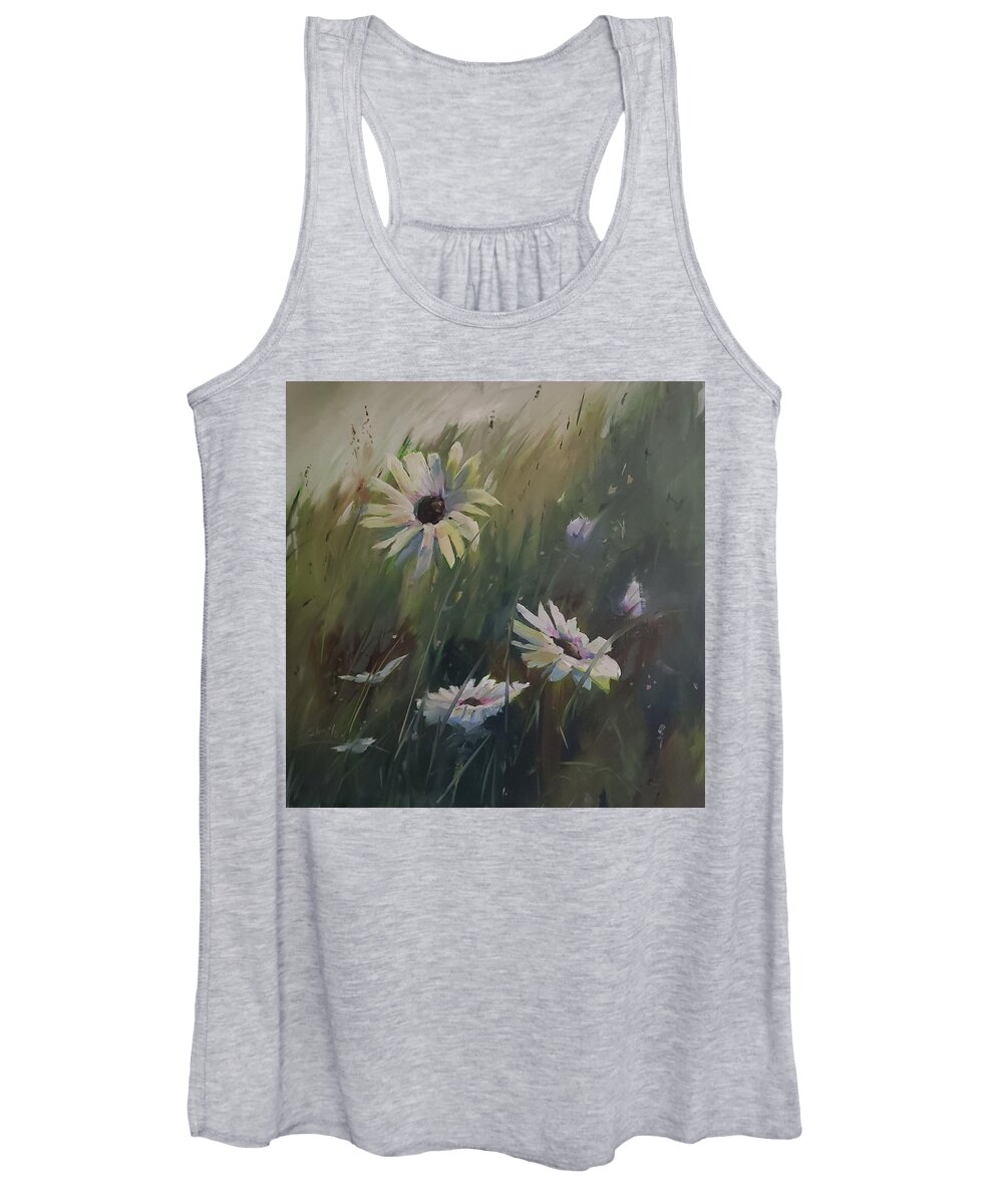 Daisy Women's Tank Top featuring the painting Summer is Daisies by Sheila Romard