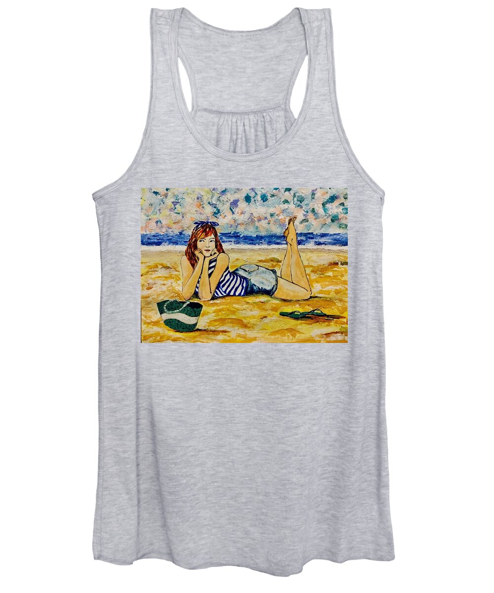 Beach Women's Tank Top featuring the painting Summer Time by Lana Sylber