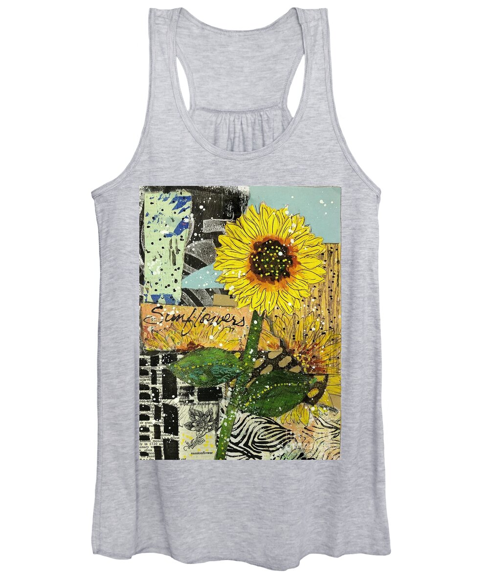 Sunflower Art Women's Tank Top featuring the painting Sunflower Dance by Cheri Wollenberg