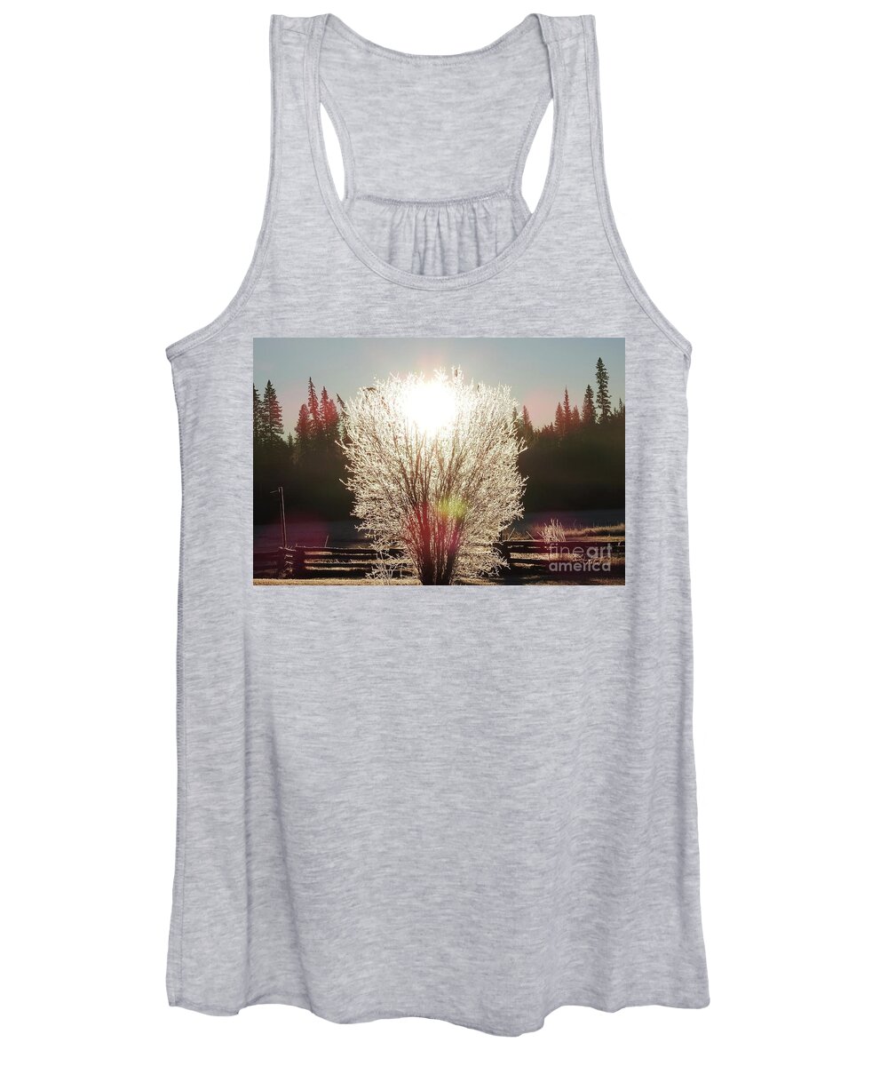 Sunrise Women's Tank Top featuring the photograph Sunrise on the meadow. by Nicola Finch