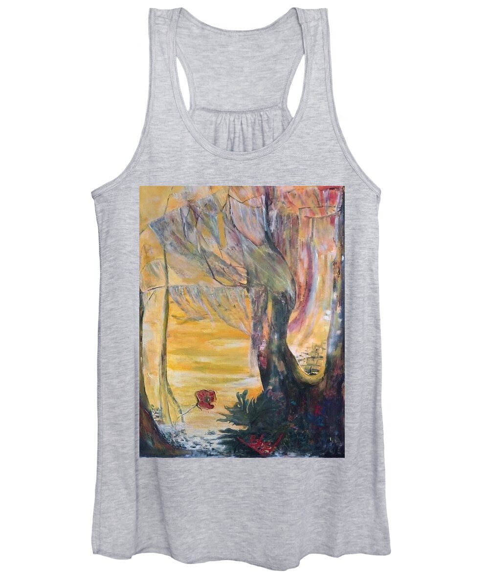 Sunshine Women's Tank Top featuring the painting Sunrise on Wilmington Island by Peggy Blood