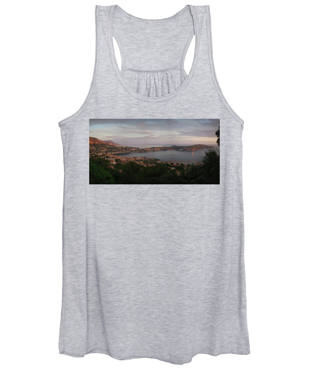 Aerial Women's Tank Top featuring the photograph Sunset at Cap-Ferrat on the French Riviera by Jean-Luc Farges