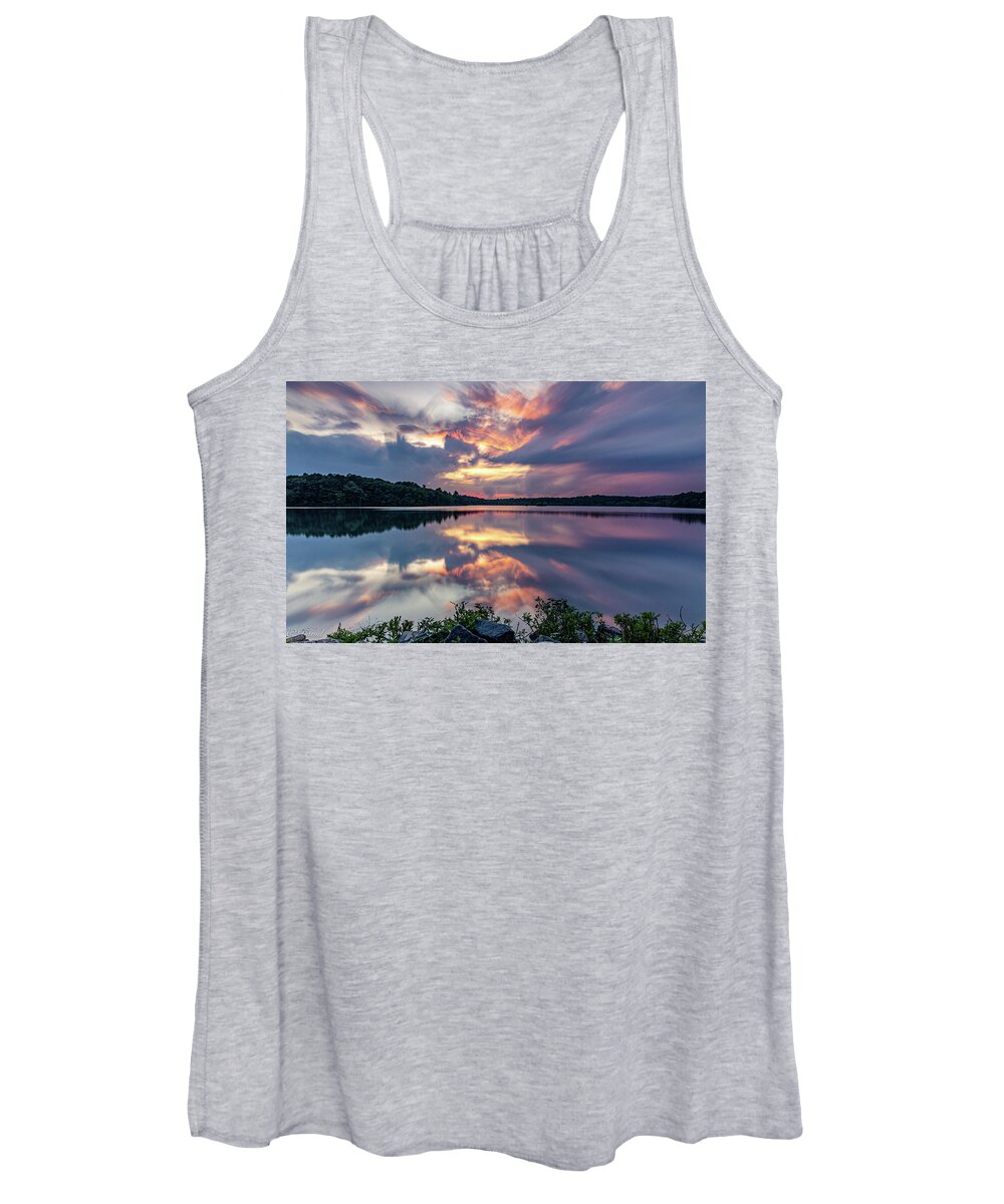 Landscape Women's Tank Top featuring the photograph Sunset at Horn Pond by David Lee