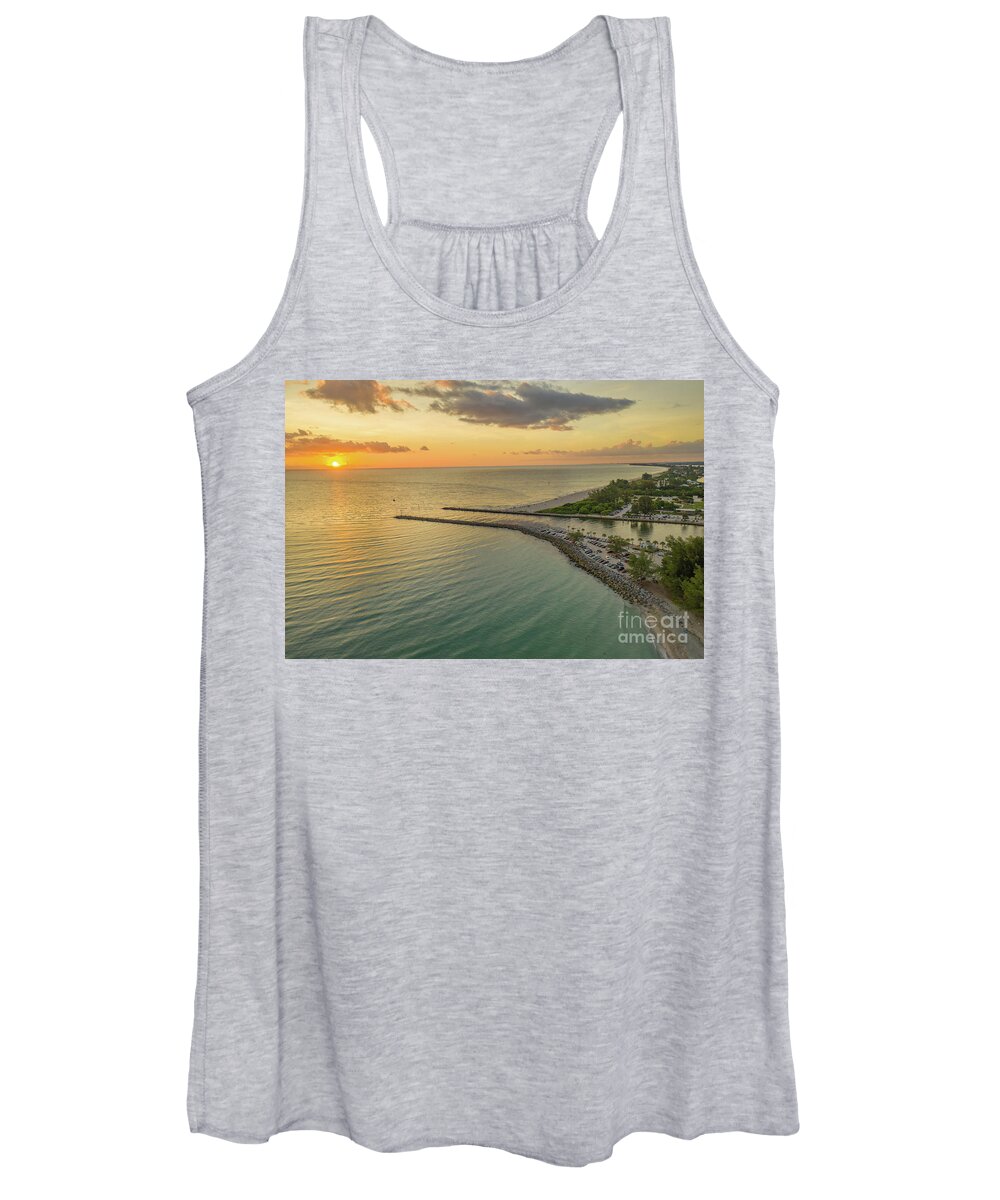  Women's Tank Top featuring the photograph Sunset at South Jetty by Nick Kearns