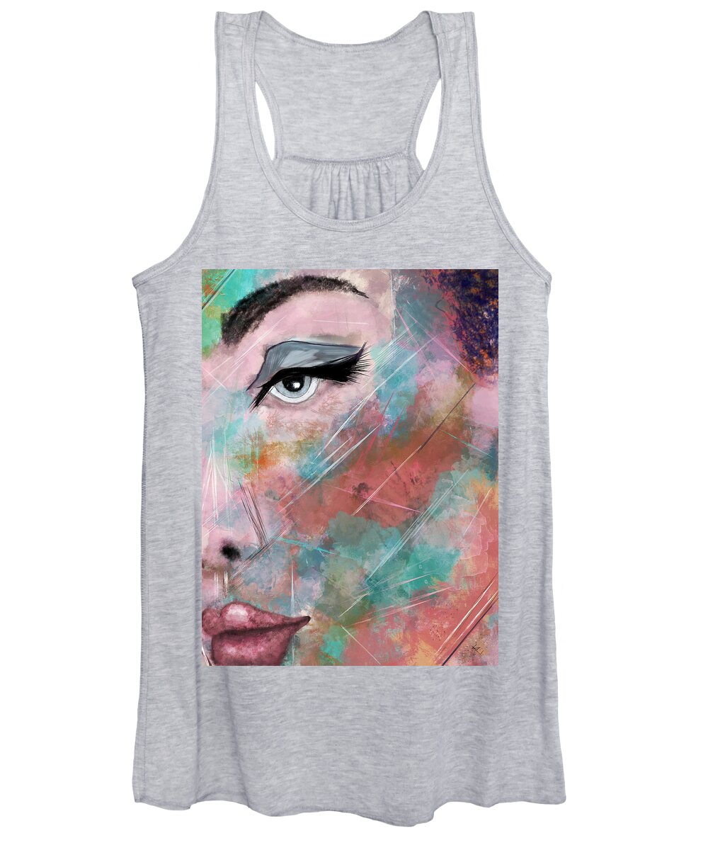 Portrait Women's Tank Top featuring the painting Sunset by Sannel Larson