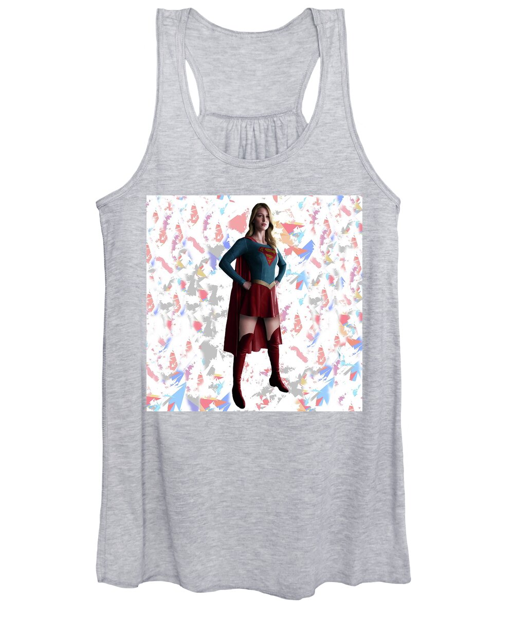 Supergirl Women's Tank Top featuring the mixed media Supergirl Splash Super Hero Series by Movie Poster Prints