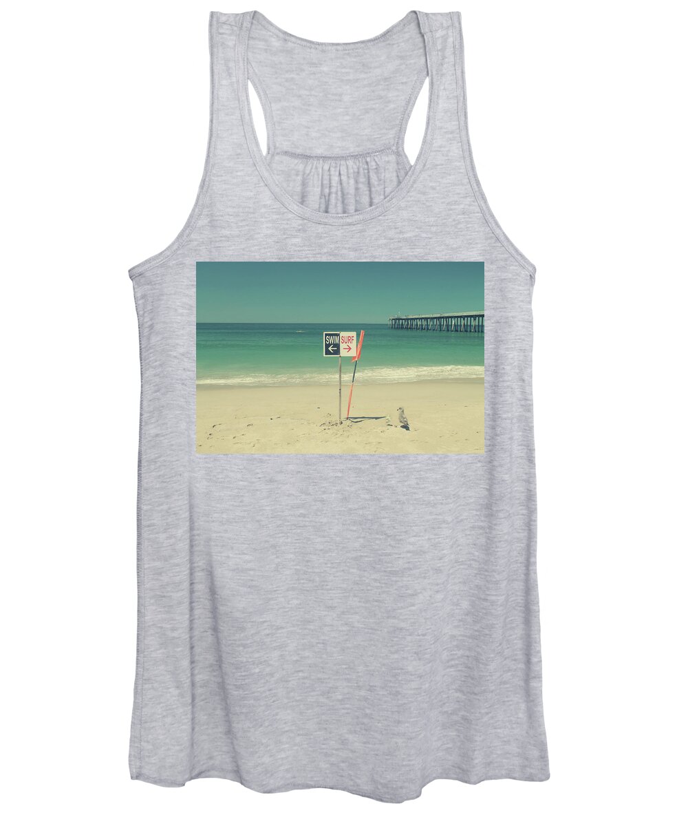 Hermosa Beach Women's Tank Top featuring the photograph Swim and Surf by Laurie Search