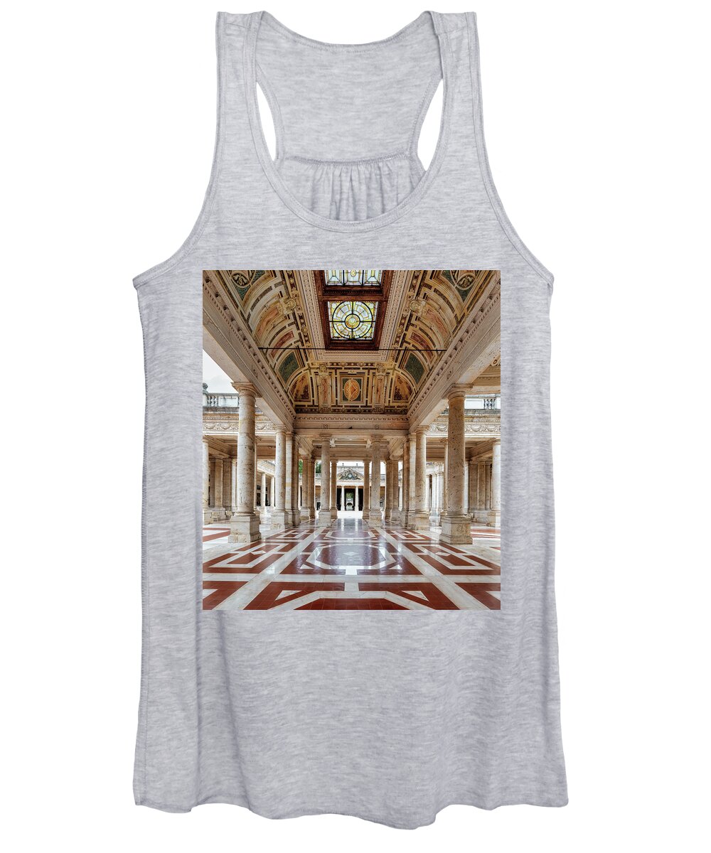 Italian Architecture Women's Tank Top featuring the photograph Symmetrical Majesty of Terme Tettuccio's Entrance Hall by Benoit Bruchez