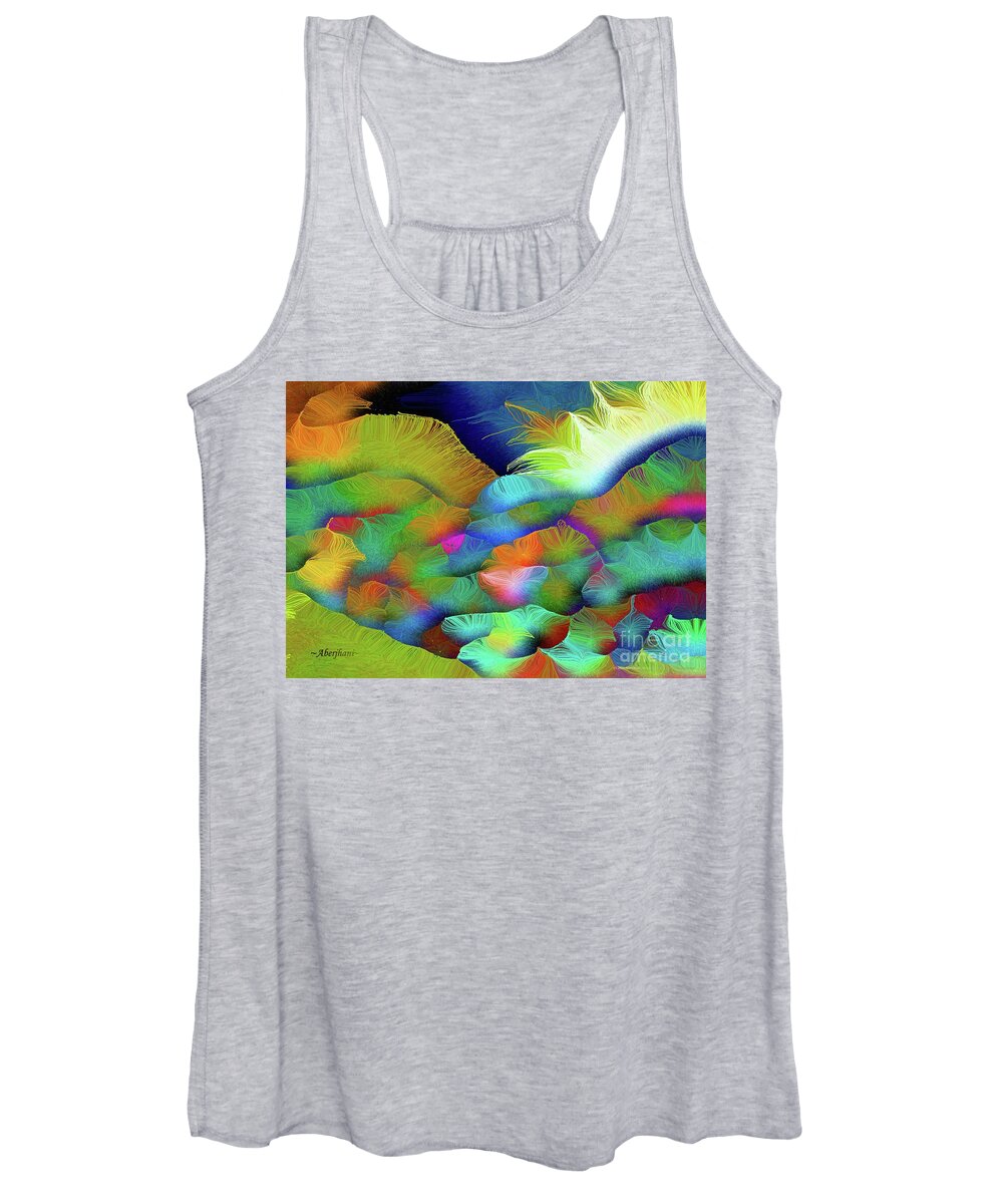 Silk-featherbrush Artstyle Women's Tank Top featuring the painting Taking a Deep Breath between Rivers and Borders by Aberjhani