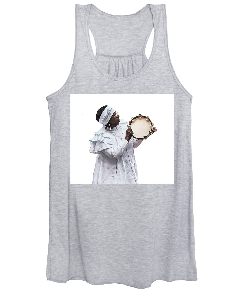 Black Art Women's Tank Top featuring the photograph Tambourine by Edward Shmunes