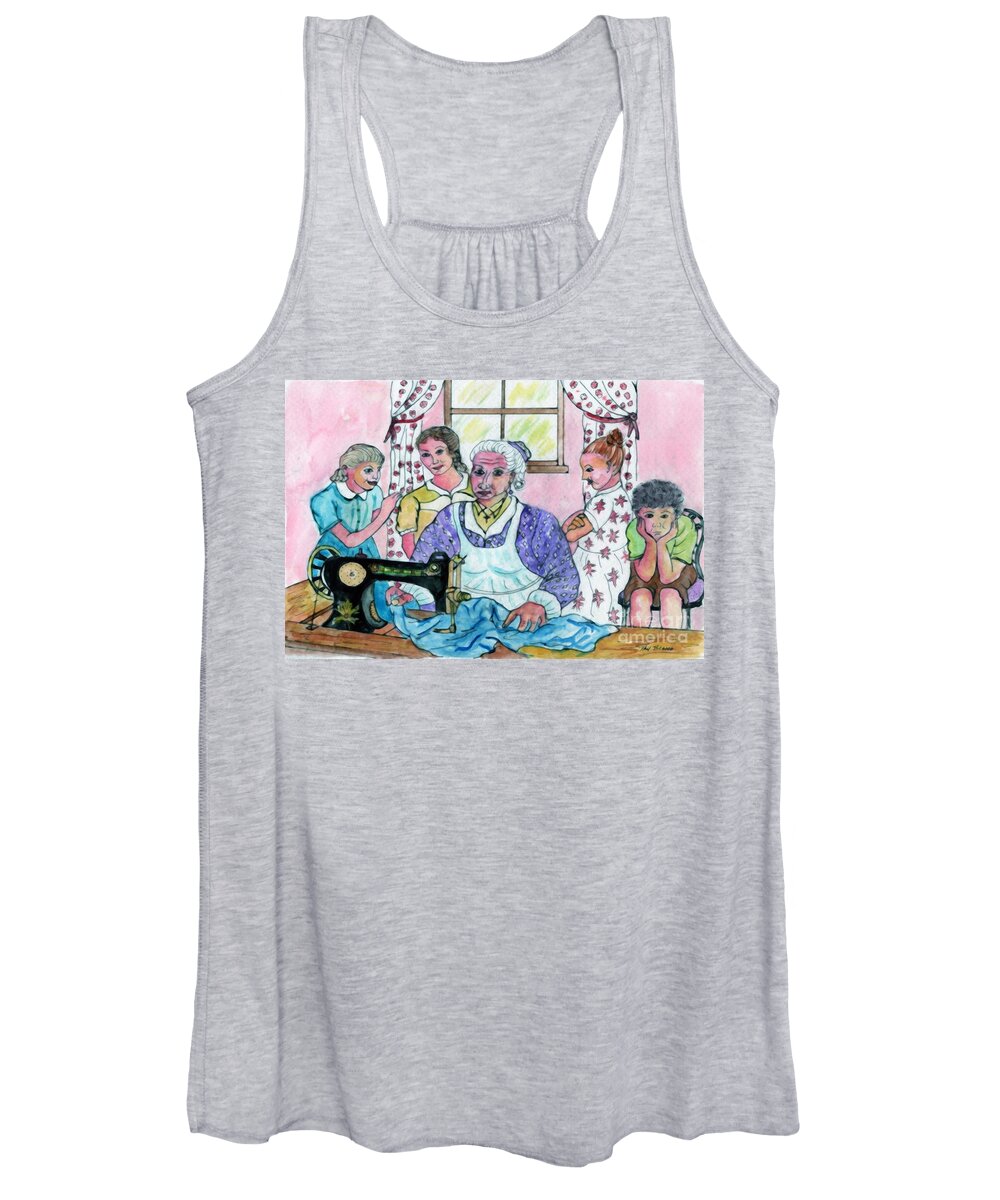 1940's Women's Tank Top featuring the mixed media Teaching The Girls How To Sew by Philip And Robbie Bracco