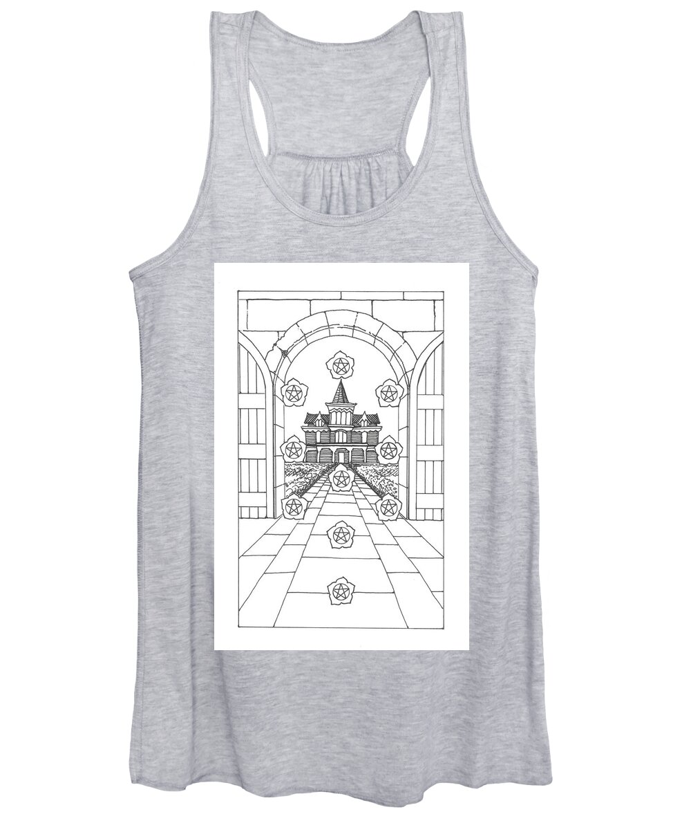 Tarot Women's Tank Top featuring the drawing Ten of Pentacles by Trevor Grassi