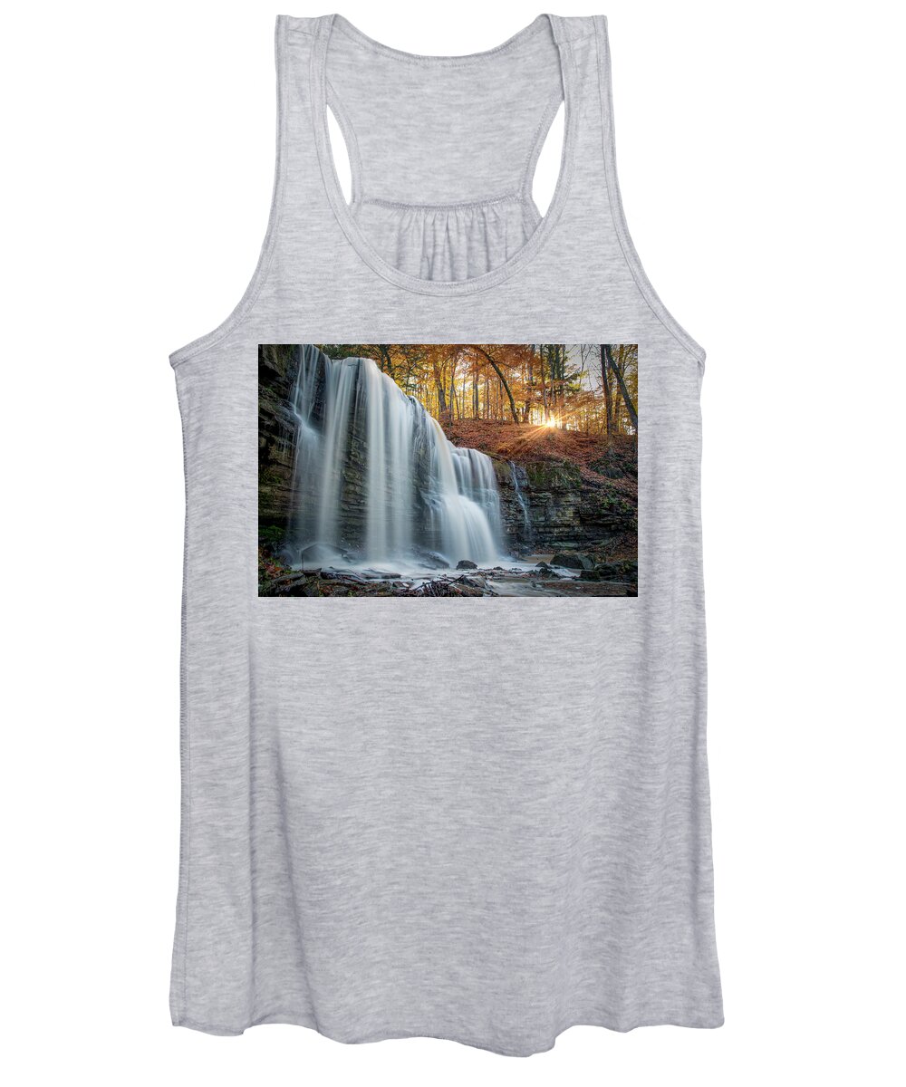 Forest Women's Tank Top featuring the photograph Terrace Falls near St. Catherines, Ontario 2 by John Twynam