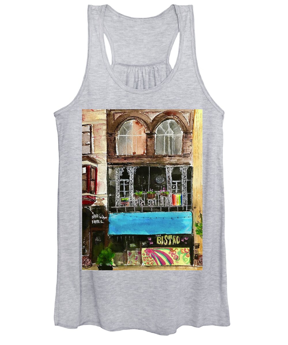 Local Art Women's Tank Top featuring the painting The Bistro by Eileen Backman