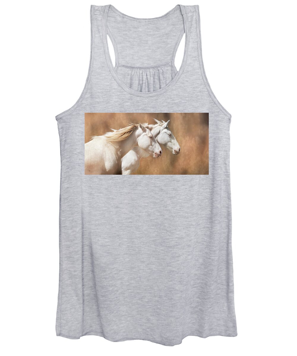 Horses Women's Tank Top featuring the photograph The Cremellos by Mary Hone