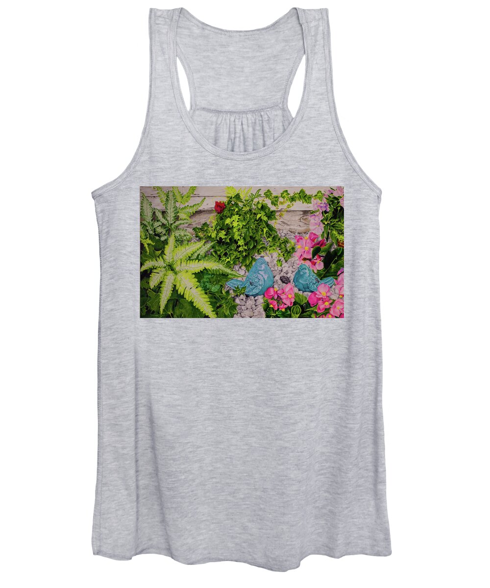 Florals Women's Tank Top featuring the drawing The Edge of Home by Kelly Speros
