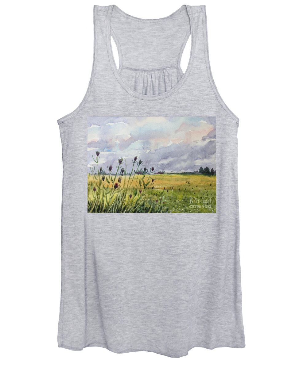 The End Of Summer Women's Tank Top featuring the painting The End of Summer by Watercolor Meditations