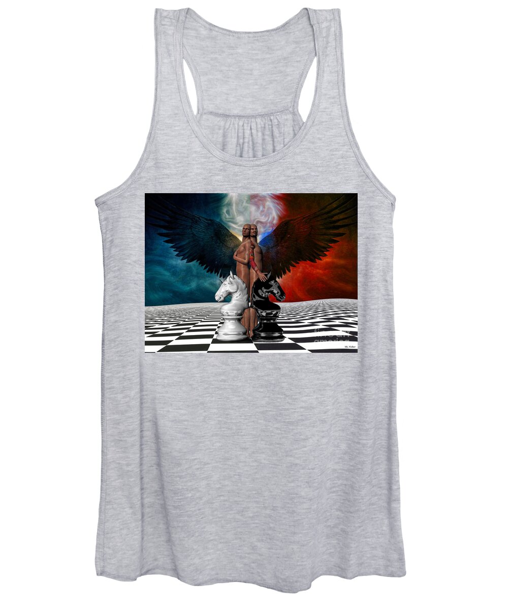 Devil And Angels Women's Tank Top featuring the mixed media The evil other is me by ML Walker